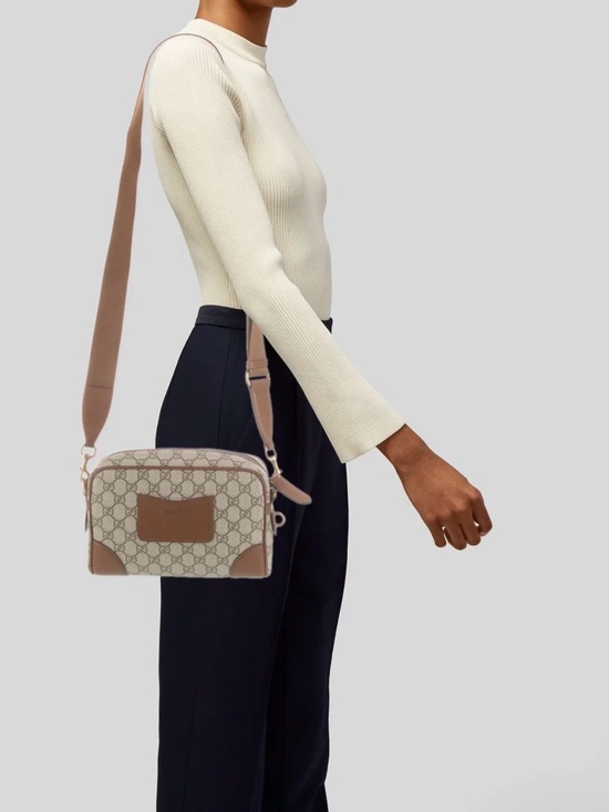 Gucci Handbags - Gucci Beige GG Supreme Canvas Bag Brown Leather Trim